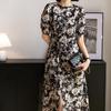 Vestido de Seda con Silueta de Planta Verano Diseño para Mujer Hangzhou Sijiqing Moda Femenina Cintura Ceñida Vestido de Seda de Morera