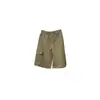 Calça Cinza Yu Yi Estilo Workwear Bolsos Múltiplos Cinco Pontos Feminina Verão Cintura Alta Cordão Solta Casual Modeladora Comprimento Médio cy544