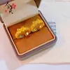 Anel Dourado Estilo Loja de Ouro Areia Dourada Flor Antiga Design de Nicho Anel Luz Luxo Moda Aberto Versátil Joia