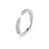 Anillo Abierto de Plata de Ley S925 Microincrustado Diamante Mosane Moda Joker Anillo Mosane Anillo de Plata de Ley Moda Europea y Americana Transfronterizo