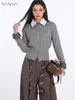 Suéter de Punto HeyHenry Falso Dos Piezas con Cuello de Camisa para Mujer Principios de Otoño 2026 Top Adelgazante de Manga Larga