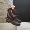 Botas de Pierna de Pantalón de Tacón Grueso Negro Chica Caliente para Mujer Dr. Botas de Cowboy Occidentales Martens 2026 Estilo Nuevo Otoño/Verano Botas Apiladas Arrugadas