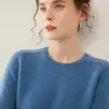 Suéter de Cachemir Tejido con Hombro Raglán de Siete Puntos Cuello Redondo para Mujer Otoño e Invierno Cómodo Cálido Suéter Versátil Estilo Perezoso Camiseta Básica