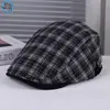 Moda Nova Casual Versátil Confortável Bico de Pato Artístico Retrô Elegante Estilo de Rua Xadrez Decorativo Boné para Frente