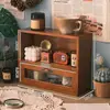 Escrivaninha de maquiagem zakka escrivaninha de escritório organizador de mesa armazenamento retrô armário de armazenamento prateleira organizador de perfumes de mesa caixa de madeira