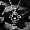 Nuevo colgante de acero de titanio con personalidad feroz, collar de tigre diente de sable, colgante de calavera vintage para hombre SP892