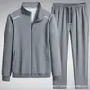 Traje deportivo casual de dos piezas para talla grande, primavera y otoño, con cárdigan y cuello alto, moderno, venta al por mayor, estampado, versátil, moda casual