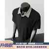 Camiseta tipo polo de manga corta con textura de pata de gallo para hombre, estilo americano de verano, holgada, lujo ligero, transpirable, manga media