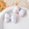 Lazo de Cuadros Rosa y Azul Accesorios de Peluche DIY, Bolsas Pequeñas Rellenas de Algodón Tridimensionales, Decoraciones para Zapatos, Materiales Semi-Terminados para Ropa