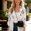 Ropa de Mujer Transfronteriza, Comercio Exterior Europeo y Americano, Camisas de Manga Larga para Mujer con Estampado de Moda de Venta Caliente Primavera y Verano, Camisas Casuales con Mangas Enrolladas