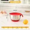 Bacia para salada de aço inoxidável 304, tigela para ovos antiaderente de silicone para assar e cozinhar, prato para macarrão, bacia multiuso com bico de escoamento