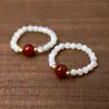 Anel Atacado de Madrepérola Branca Natural com Ágata Vermelha para Mulheres, Design de Nicho, Joia de Anel para Dedo Indicador da Moda e Única