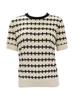 Camiseta de Manga Curta Estilo Chanel Verão 2024 Feminina Pequena Curta Top Estiloso Listrada Tricô Fino Seda Gelo