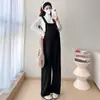 Toma real En stock De moda para el embarazo Otoño/Invierno Overol de maternidad Más terciopelo Más grueso Talla grande Conjunto de maternidad Pantalones de pierna ancha