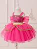 Novo Vestido Infantil da Princesa Jasmine Bebê Lantejoulas Duas Peças Tule Vestido de Casamento Crianças Fantasia