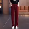 Pantalones deportivos negros de tiro alto, corte slim recto, para mujer, con cordón, caída fluida, estilizan, nuevos para primavera/otoño, casuales, de largo hasta el suelo