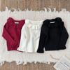 Suéter Base de Punto Redondo con Cuello de Volantes de Doble Capa Estilo Ins para Niñas, Suéter de Punto Base de Alta Elasticidad para Bebé Niña