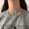 Collar de Perlas de Agua Dulce Estilo Coreano Simple Combinable Estilo Frío Cadena Metálica Barroca para Mujer Chapado en Oro Real