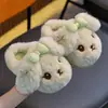 Chinelos de algodão de inverno para crianças, para meninos e meninas, quentes e de pelúcia, com design de cachorrinho, adequados para uso doméstico pai-filho, com sola grossa, com calcanhar fechado