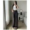 Pantalones Nai Fu Yamamoto para Mujer Primavera/Verano 2025 Nuevos de Cintura Alta Petite de Terciopelo de Acetato Estilo Holgado Deportivo de Pierna Ancha