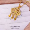 Collar Colgante Ruyi Fu Lock de Oro Arena Blanca y Diamante Blanco Vietnamita Filigrana Antigua Calada Significado de Bendición y Longevidad Colgante de Cascabel con Borla