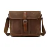 Directamente del Fabricante, Bolso de Hombro de Moda de Lona Gruesa, Maletín Encerado de Cuero Crazy Horse, Bolso Cruzado Personalizado Impermeable al por Mayor