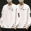 Sudadera de Cuello Redondo para Hombre, Marca de Tendencia Otoñal, Versátil Estampada Holgada de Manga Larga, Atuendo Unisex para Pareja, Top de Estudiante