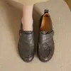 Sapatos de Couro Pequenos Elegantes da Moda Estilo Coreano 4,5cm Boca Profunda Sapatos de Salto Grosso Bico Redondo Cadarço Outono Novo 2026