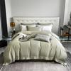 Juego de Cuatro Piezas Lyocell Tencel Verano Lujo Color Sólido Funda de Edredón para Dormir, Sábana Plana, Sábana Ajustable, Ropa de Cama de Seda Helada