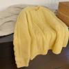 Comercio Exterior Suéter Amarillo Trenzado Imitación Terciopelo de Mapache para Mujer Otoño e Invierno Nuevo Artículo Europeo de Gama Alta Estilo Holgazán Top de Suéter Tejido