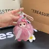 Pelota de Pelo de Zorro Real Linda Transfronteriza Muñeca de Ojos Grandes Durmiendo Llavero de Coche Colgante para Mochila Muñeco de Peluche