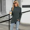 Amazon 2024 Europa y Estados Unidos comercio exterior transfronterizo otoño e invierno nuevo cuello alto holgado manga larga con abertura camiseta top mujer