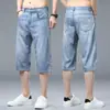 Jeans Cropped de Lyocell Delgado para Hombre Verano 2026 con Cintura Semi-Elástica, Pierna Recta, Tencel Transpirable