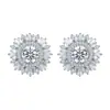 Amazon Europeo y Americano Nuevos Pendientes de Gama Alta Lujo Completos de Moissanita Pendientes de Copo de Nieve Pendientes de Plata S925 para Boda Novia