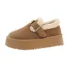 Zapatos de Algodón Engrosados de Terciopelo Cálido Plus para Mujer, Zapatos Peludos tipo Birkenstock, Nuevo Estilo Otoño/Invierno 2026, Botas de Nieve de Suela Gruesa para Mujer