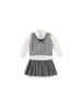 Yubao Roupa Infantil Conjunto para Meninas Suéter de Tricô Colete Saia Plissada Camisa Branca Conjunto de Três Peças Estilo College para Meninas