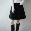 Novedad Otoño/Invierno 100% Lana Pura Color Sólido Falda Corta de Tres Cuartos Falda Recta Corta de Cintura Alta para Mujer Falda de Lana Línea A