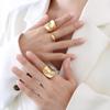 Anillo de titanio chapado en oro de 18 quilates con forma geométrica irregular exagerada y popular francesa Marka para mujer, venta al por mayor