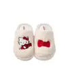 Pantuflas de algodón auténticas de Hello Kitty, zapatillas de algodón para el hogar con dibujos animados, silenciosas, antideslizantes, cálidas, pantuflas de felpa de invierno