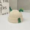 Touca de Tricô Infantil para Outono e Inverno, Proteção Auricular de Dinossauro Cartoon 3D, Touca Quente de Lã para Bebês Meninos e Meninas, Transfronteiriça
