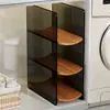 Estante de almacenamiento para cocina para film transparente y frascos de especias, una solución de almacenamiento multifuncional, apilable y en capas para uso doméstico