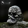 Anillo de acero titanio con barba vintage Steel Warrior al por mayor estilo punk anillo dominante de calavera de acero inoxidable