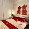 Set de Decoración para Habitación de Boda con Personaje de Doble Felicidad en Tablero KT para Decoración de Matrimonio, Casa Nueva del Novio, Dormitorio de la Novia, Pared de Fondo junto a la Cama con Personaje de Doble Felicidad