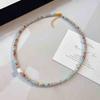 Collar de empalme de cuentas coloridas de lujo ligero, Collar de clavícula de perlas de agua dulce de alta gama, Joyería de diseño apilable para mujer al por mayor