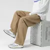Pantalones Cargo de Algodón Lavado para Pareja Otoño e Invierno Pantalones de Pierna Recta Estampados con Letras Casuales Sueltos Pierna Ancha JW107-P50