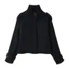 Moda europea y americana transfronteriza para mujer AliExpress superventas chaqueta corta informal suelta con cuello mao