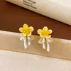 Brincos de Laço com Flor de Verão para Mulheres 2026 Novo Estilo Popular Estilo Doce Brincos Levemente Luxuosos High-End Versáteis