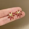 Nuevos Pendientes de Fuegos Artificiales Rojos para Mujer en Otoño e Invierno, Pendientes de Nicho Muy Hermosos y Únicos, Populares Durante el Año Nuevo, Pendientes Ligeros de Lujo de Alta Gama