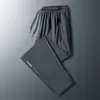 Calças Casuais de Seda de Gelo para Homens, Calças de Verão de Secagem Rápida, Calças Retas Largas, Calças Esportivas de Alta Elasticidade, Calças Jogger de Cor Sólida, Transfronteiriço