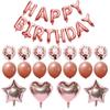 Paquete de suministros de decoración para fiesta de cumpleaños, traje de globos con letras de cumpleaños, globo de feliz cumpleaños de oro rosa de 16 pulgadas